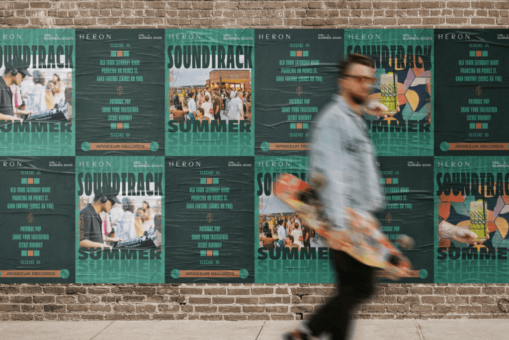 Man walking in front of Heron Poster Wall